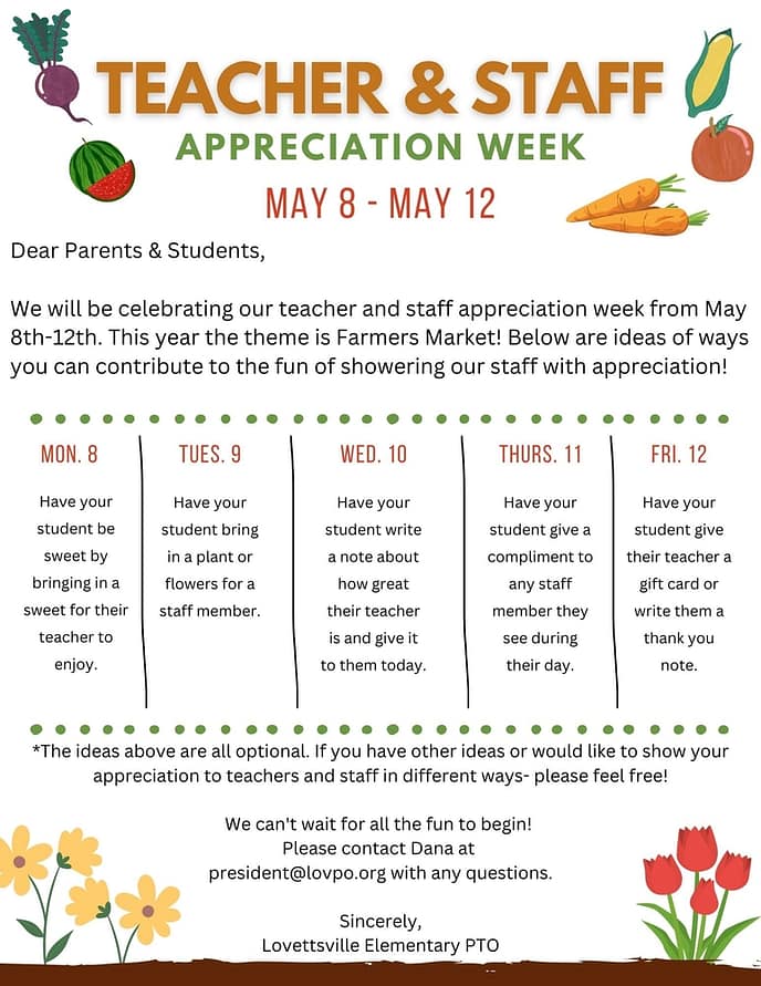 Staff Appreciation Week Lovettsville PTO